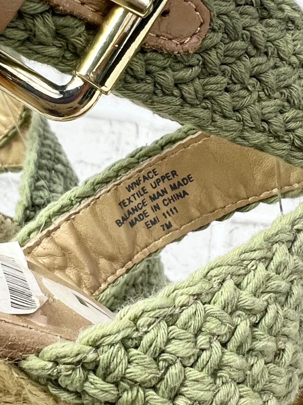 NWT🤩 |•NINE WEST•| Olive Green Crochet Espadrille Wedge Sandals Women’s Size 7 - Picture 6 of 14